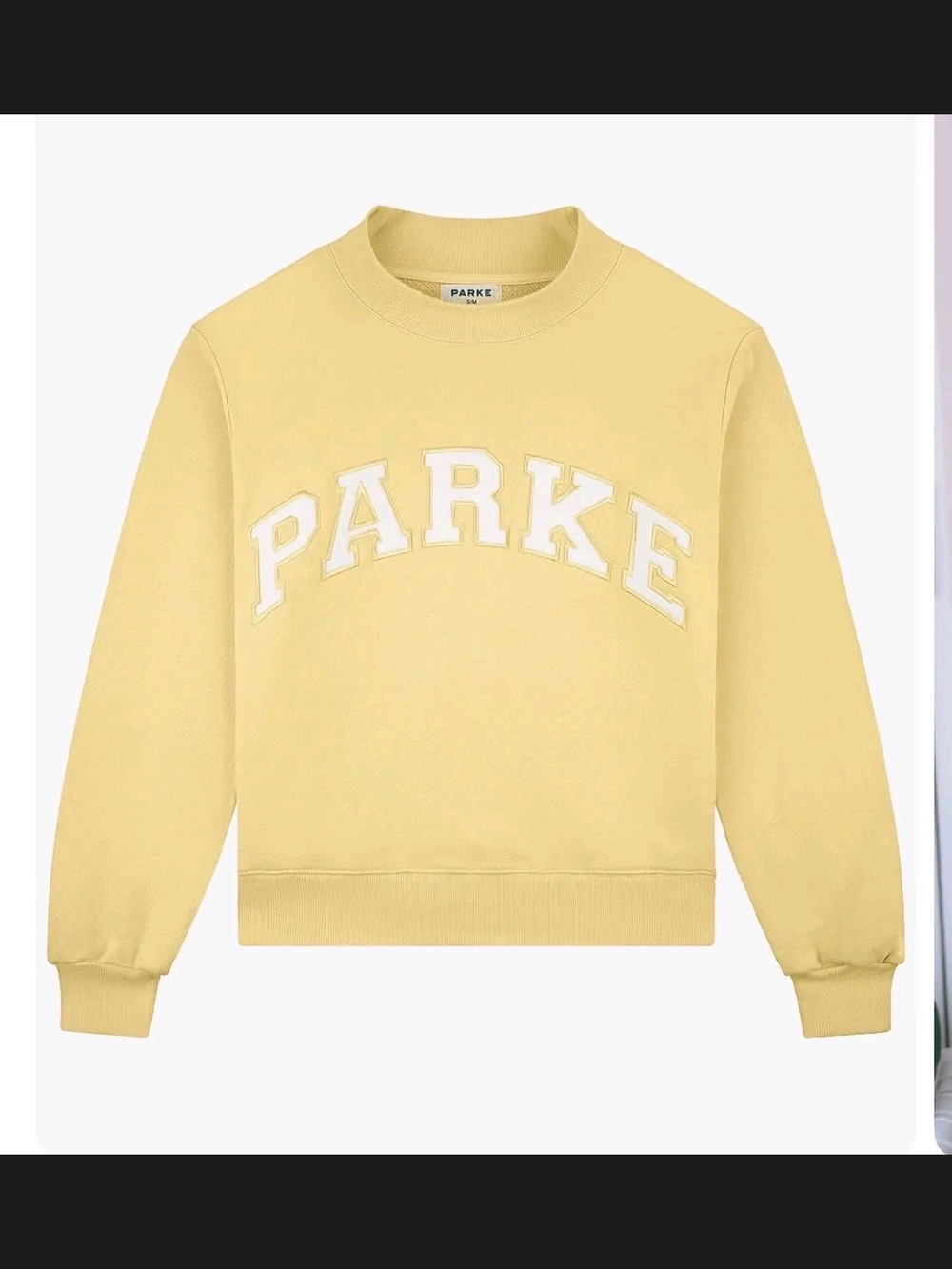 Parke Soft Yellow Crewneck Sweatshirt with White Lettering